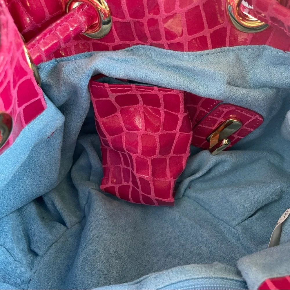 Carlos falchi pink leather drawstring bucket bag - Picture 11 of 14